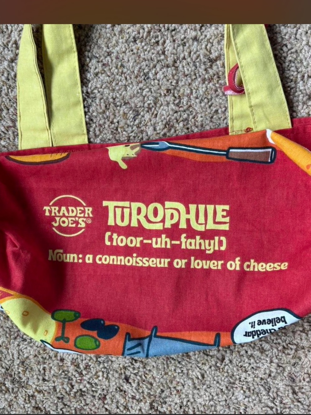 Cheese Adventures Red & Yellow Tote Bag - Picture 6 of 6